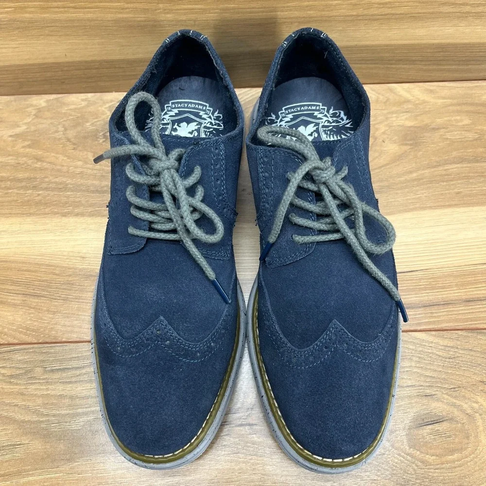 Stacy Adams Mens Size 7‎ M Navy Blue Suede Oxford Light Weight